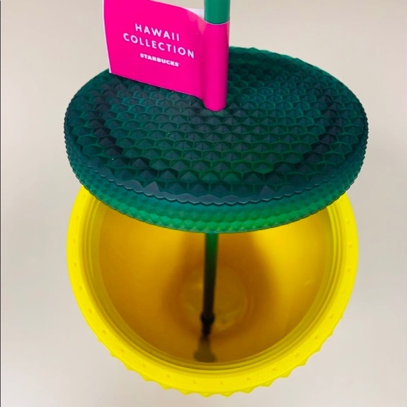 Starbucks Pineapple Studded Tumbler Yellow Cold Cup 24oz Hawaii Exclusive NWT - Picture 7 of 9